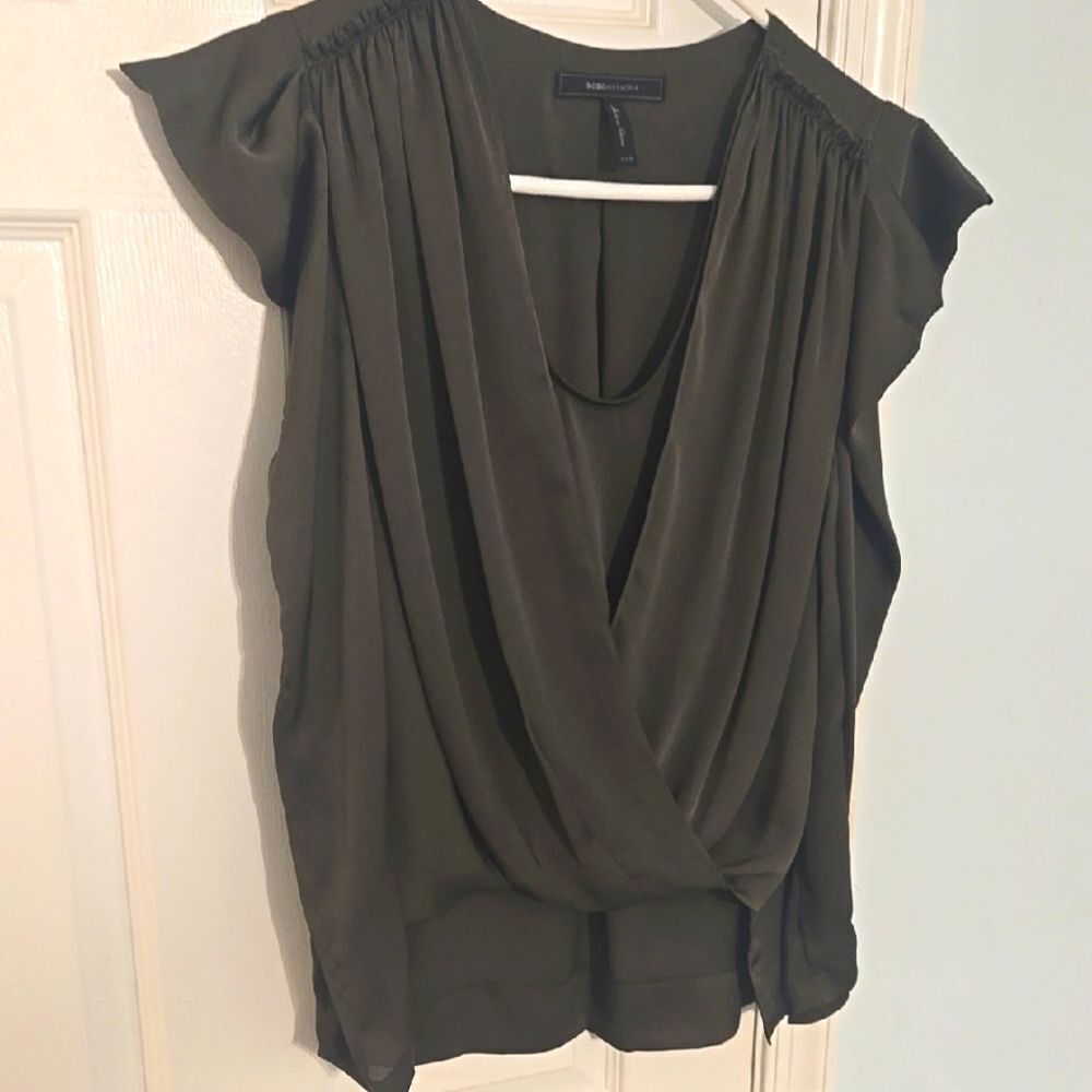 Bcbg Wrap Blouse with Relaxed Fit and Cap Sleeves